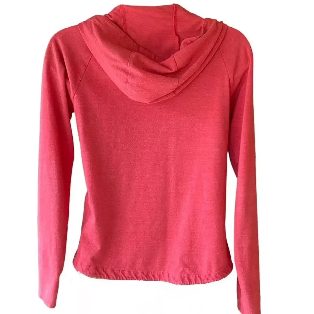 THE NORTH FACE Coral Pink Full Zip Up Hoodie Jacket Front Logo Girls LARGE 14/16